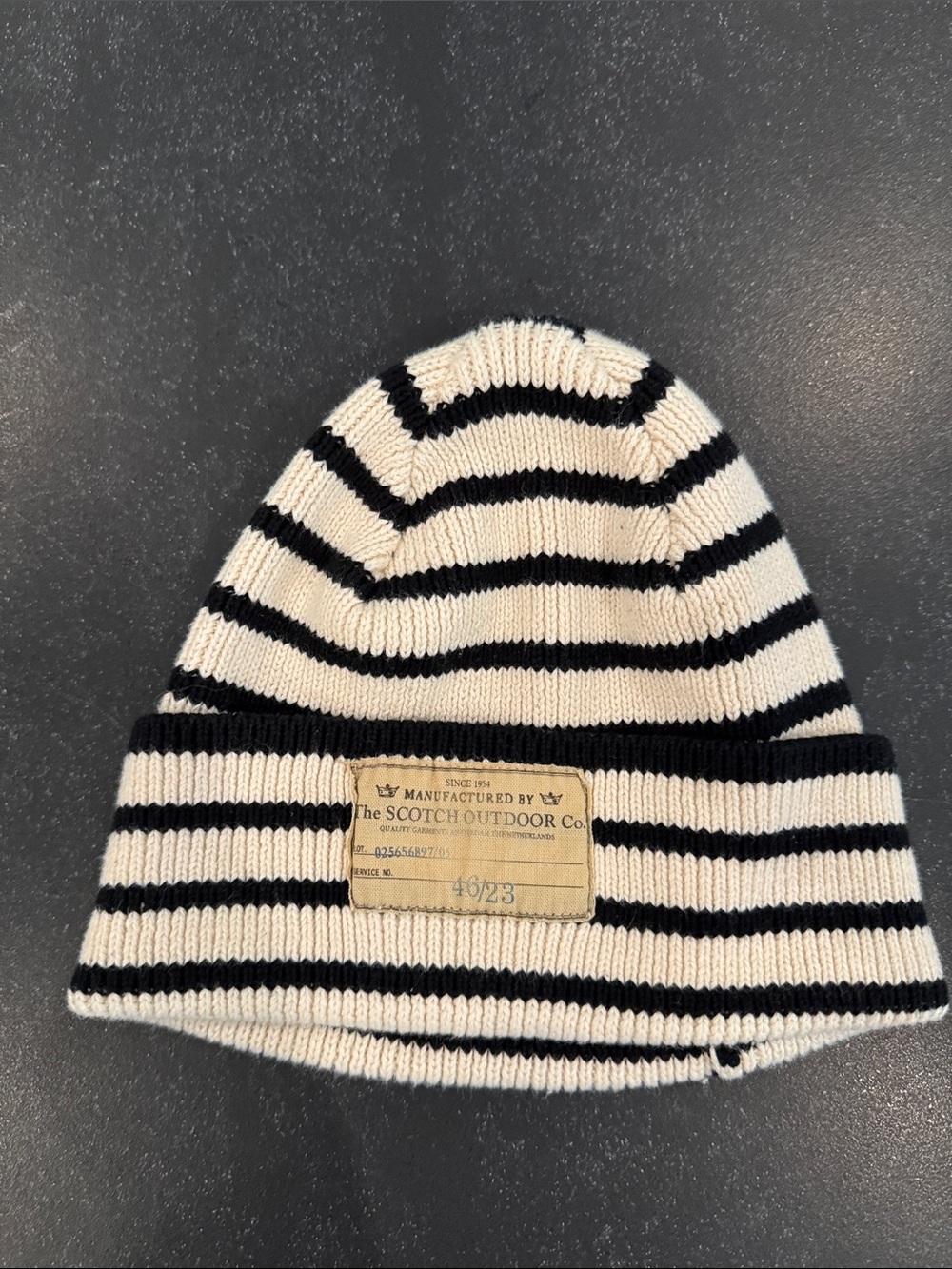 Scotch & Soda Black and Cream Striped Kids Beanie